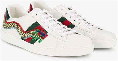 gucci ace dragon white|Gucci embroidered sneakers.